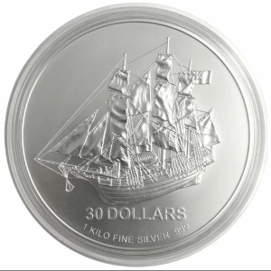 Imagen del producto1 Kilo Silbermünze Cook Islands Bounty Schiff 2009 Erstausgabe
