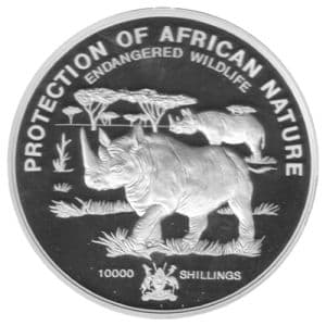 Imagen del producto1 Kilo Silbermünze Uganda Rhinoceros 1993