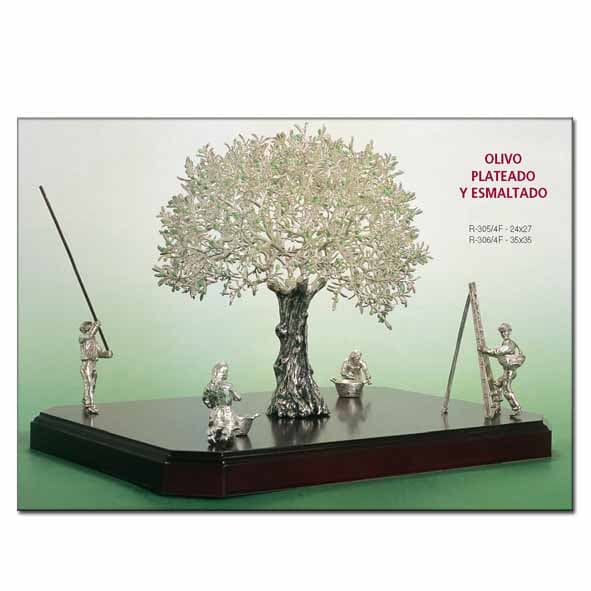 Imagen del productoOLIVO PLATEADO ESMALTADO + 4 FIGURAS 35X35