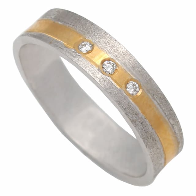 Imagen del productoALIANZA ORO 18KL BICOLOR 3 DIAMANTES - 5MM