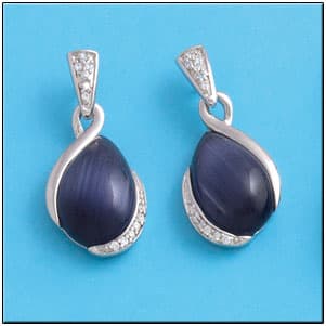 Imagen del productoPENDIENTES PLATA 925MM OJO DE GATO AZUL