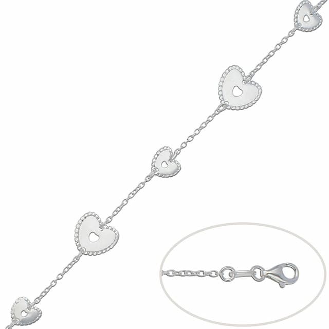 Imagen del productoPULSERA PLATA 925MM CORAZONES