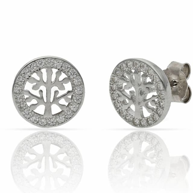 Imagen del productoPENDIENTES PLATA 925MM ARBOL DE LA VIDA CIRCONITAS - 10MM
