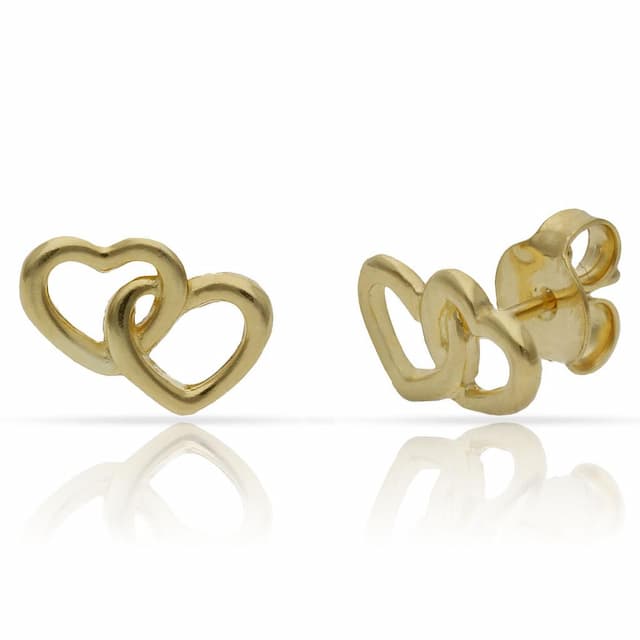 Imagen del productoPENDIENTES PLATA CHAPADA ORO CORAZONES - 11x8MM