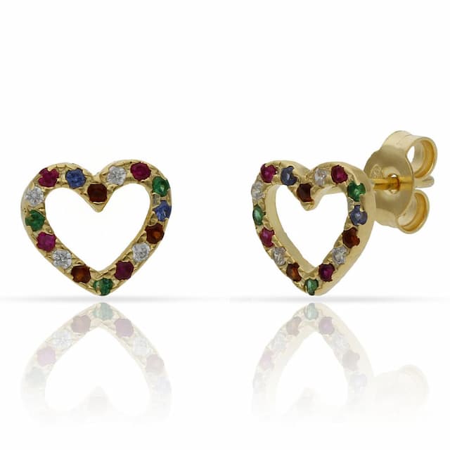 Imagen del productoPENDIENTES PLATA CHAPADA ORO CORAZON - 9x8MM