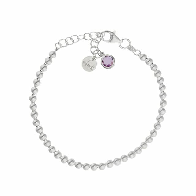 Imagen del productoPULSERA MI HISTORIA PLATA 925MM BOLAS - LILA