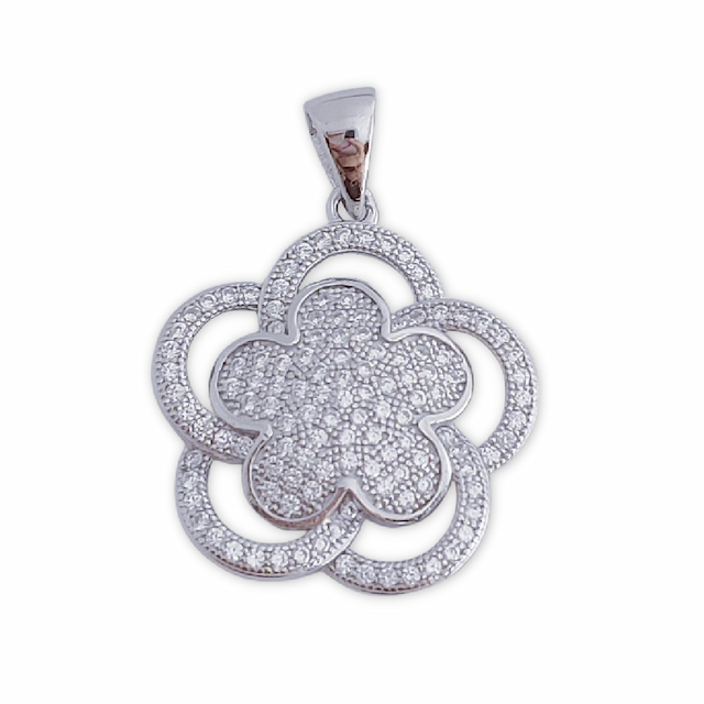 Imagen del productoCOLGANTE PLATA 925MM FLOR CIRCONITAS