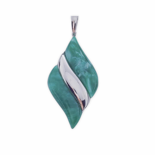 Imagen del productoCOLGANTE PLATA 925MM RESINA VERDE