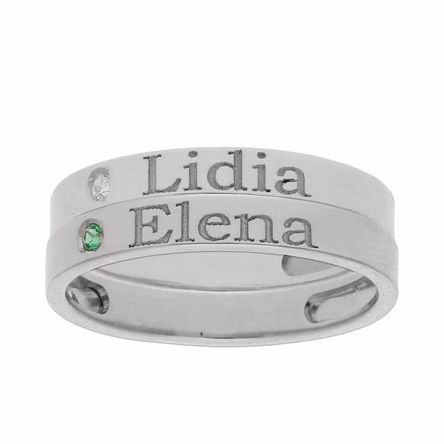 Imagen del productoSORTIJA PLATA 925MM - 2 ANILLOS PERSONALIZADOS NOMBRE