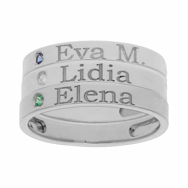Imagen del productoSORTIJA PLATA 925MM - 3 ANILLOS PERSONALIZADOS NOMBRES