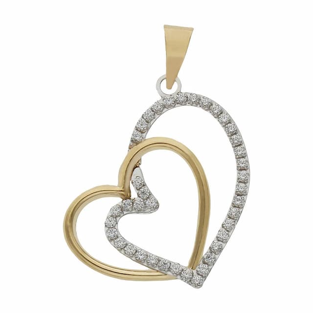 Imagen del productoCOLGANTE ORO 18KL CORAZONES CIRCONITAS - 16x20MM