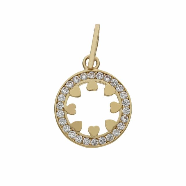 Imagen del productoCOLGANTE ORO 18KL CORAZONES CIRCONITAS - 12MM