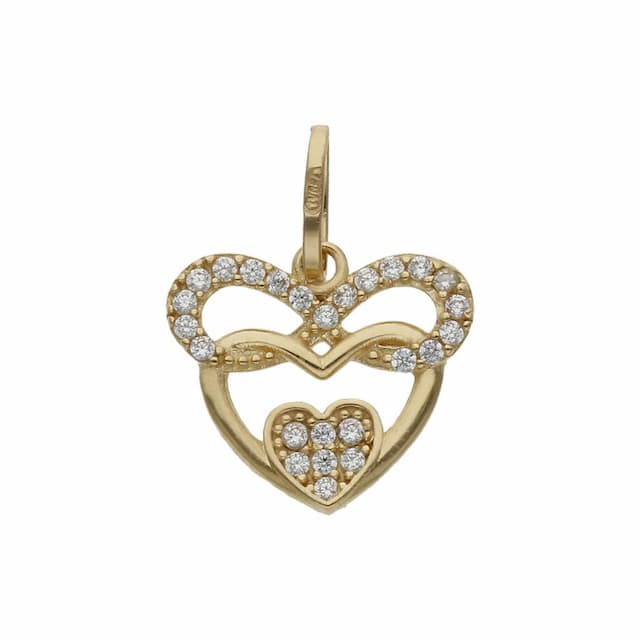 Imagen del producto COLGANTE ORO 18KL INFINITO + CORAZONES CIRCONITAS - 14x12MM