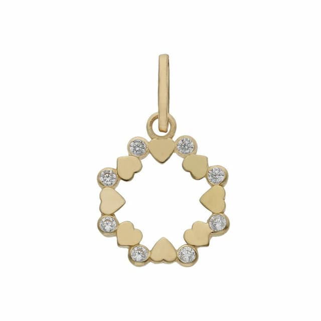 Imagen del productoCOLGANTE ORO 18KL CORAZONES CIRCONITAS - 12MM