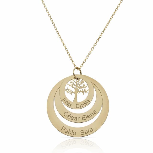 Imagen del producto GARGANTILLA ORO 18KL 3 CIRCULOS + ARBOL DE LA VIDA - 25MM