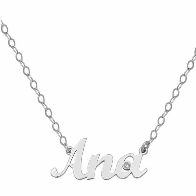 Imagen del producto COLGANTE ORO BLANCO 18KL NOMBRE GRANDE + DIAMANTE