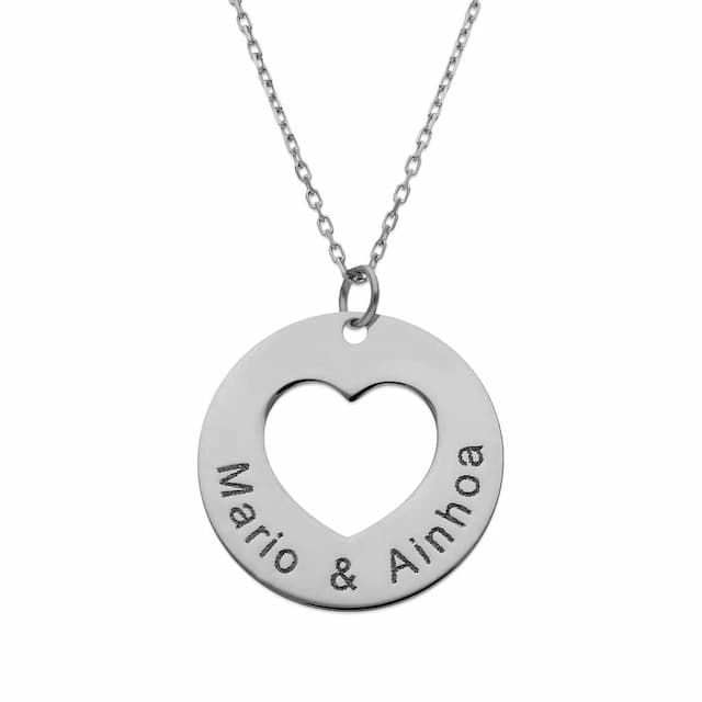 Imagen del productoGARGANTILLA ORO BLANCO 18KL CORAZON + NOMBRES