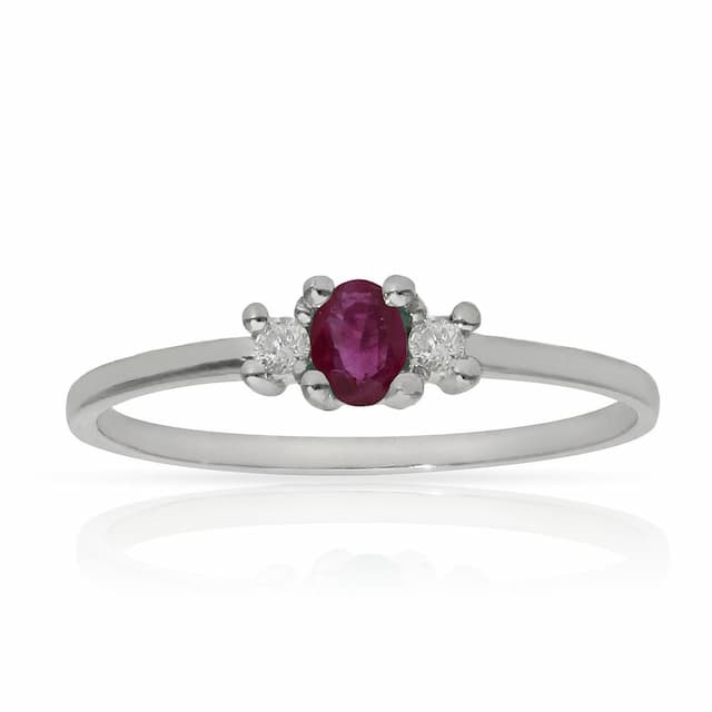 Imagen del producto SORTIJA ORO BLANCO 18KL RUBI + DIAMANTES