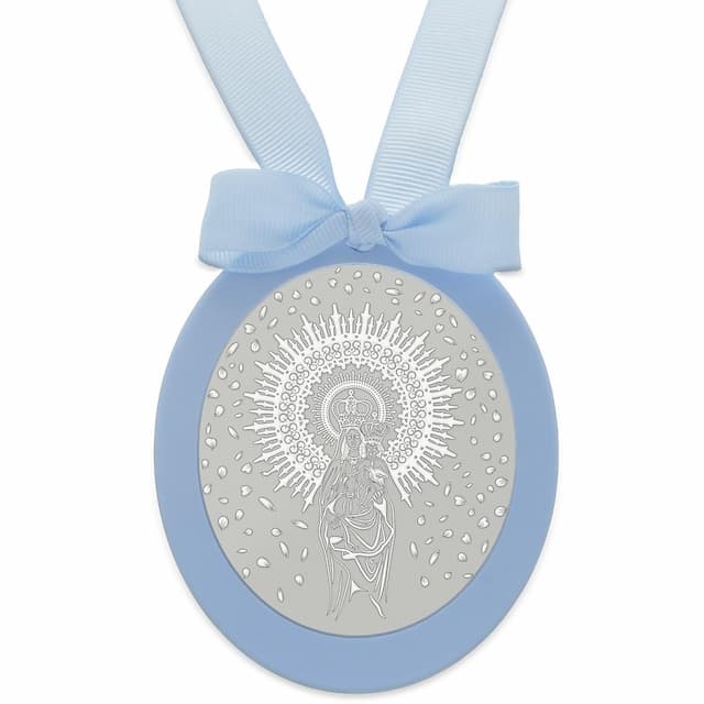 Imagen del productoMEDALLA CUNA PLATA 925MM OVALADA VIRGEN DEL PILAR