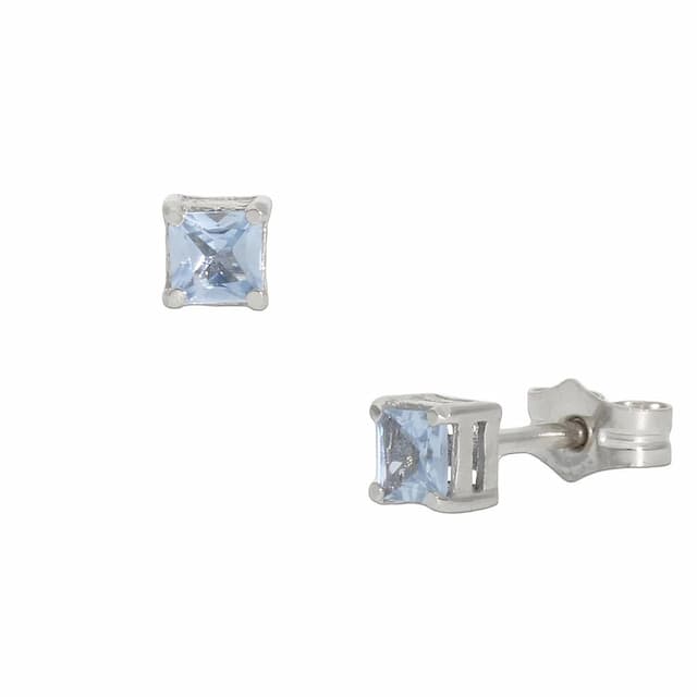 Imagen del productoPENDIENTES ORO BLANCO 18KL AGUA MARINA - 3.5X3.5MM