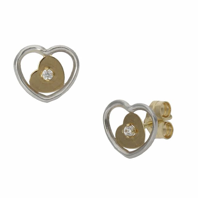 Imagen del productoPENDIENTES ORO 18KL BICOLOR CORAZON - 9X8MM