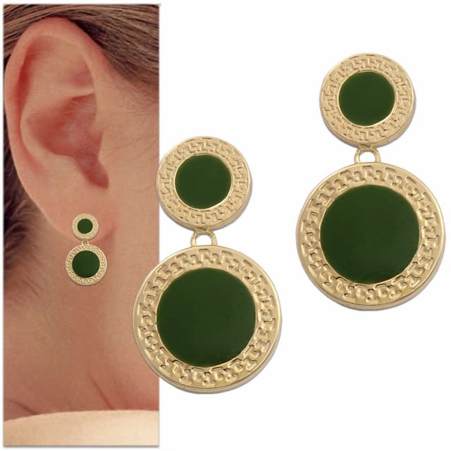 Imagen del productoPENDIENTES ORO 18KL ESMALTE VERDE - 14MM