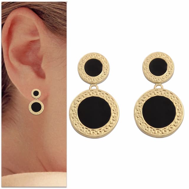 Imagen del productoPENDIENTES ORO 18KL ESMALTE NEGRO - 12MM