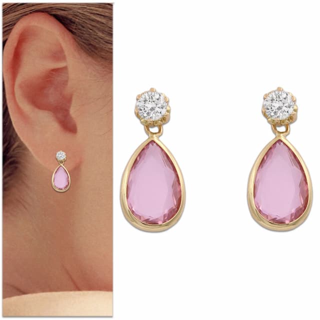 Imagen del productoPENDIENTES LAGRIMA ORO 18KL PIEDRA ROSA