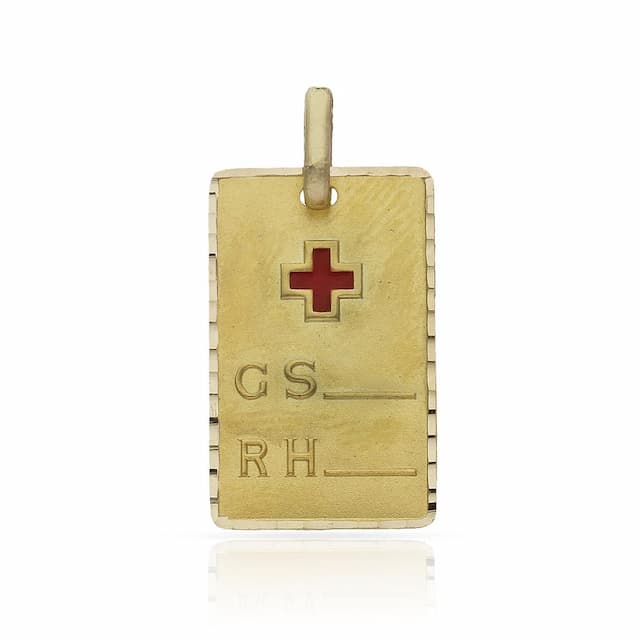 Imagen del productoPLACA ORO 18KL GRUPO SANGUINEO - 14X22MM