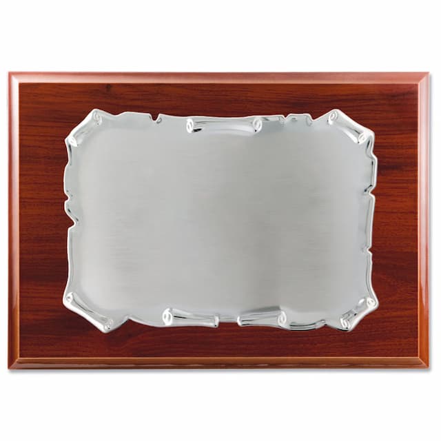 Imagen del productoPLACA HOMENAJE METAL PLATEADO - 26X21CM 19X13CM