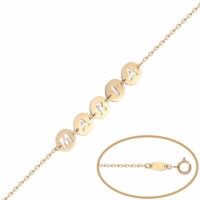 Imagen del productoPULSERA ORO 18KL CIRCULOS NOMBRE CALADO