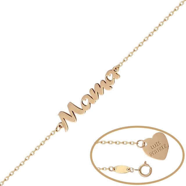 Imagen del productoPULSERA ORO 18KL NOMBRE + CORAZON
