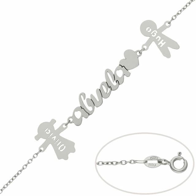 Imagen del producto PULSERA ORO BLANCO 18KL ABUELA + NIÑOS