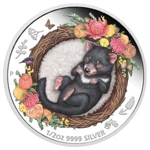 Imagen del producto 1/2 oz Silver Tasmanian Devil coloured, Dreaming Down Under Series 2021
